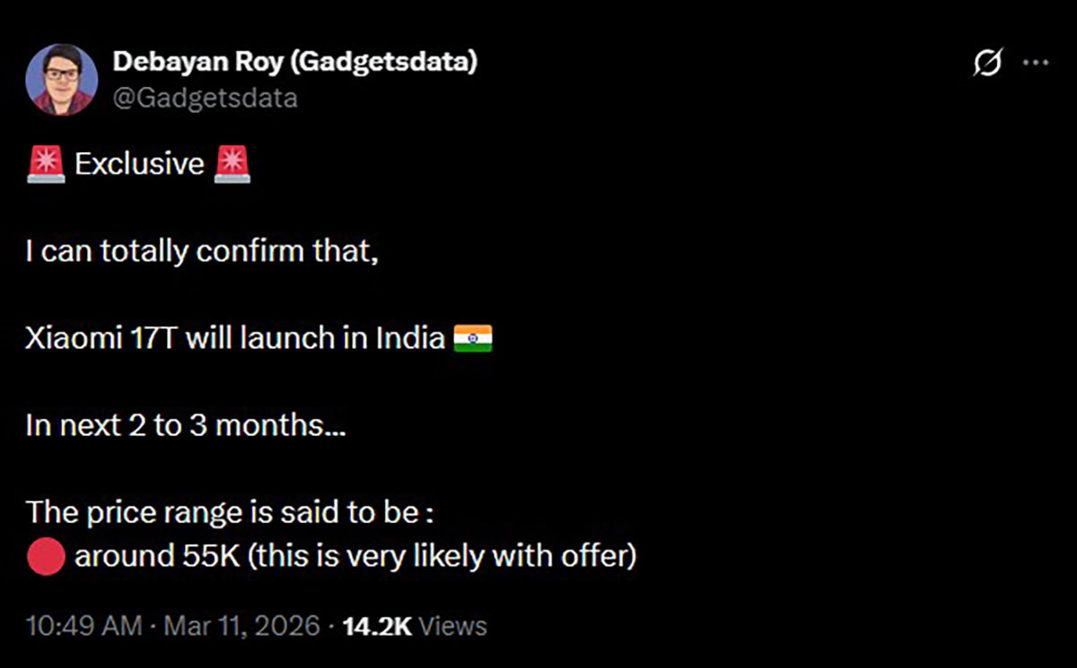 Thông tin giá bán Xiaomi 17T được tiết lộ