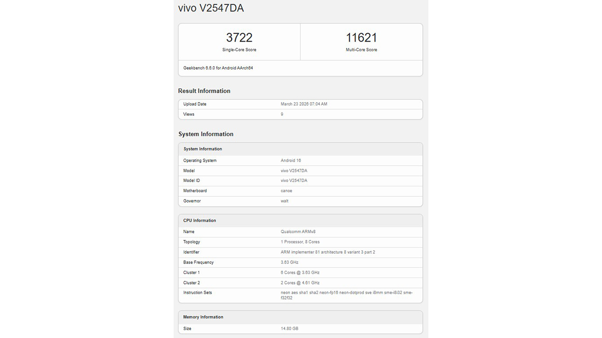 vivo X300 Ultra lộ hiệu năng ấn tượng trên Geekbench
