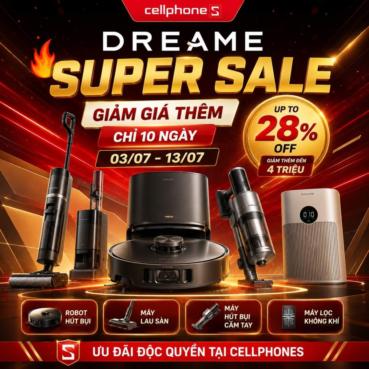 CellphoneS mang đến chương trình khuyến mãi hấp dẫn cho các sản phẩm Dreame