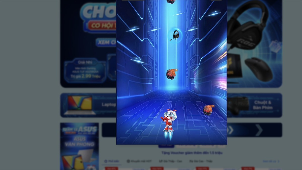 Người dùng điều khiển để hứng vật phẩm trong game