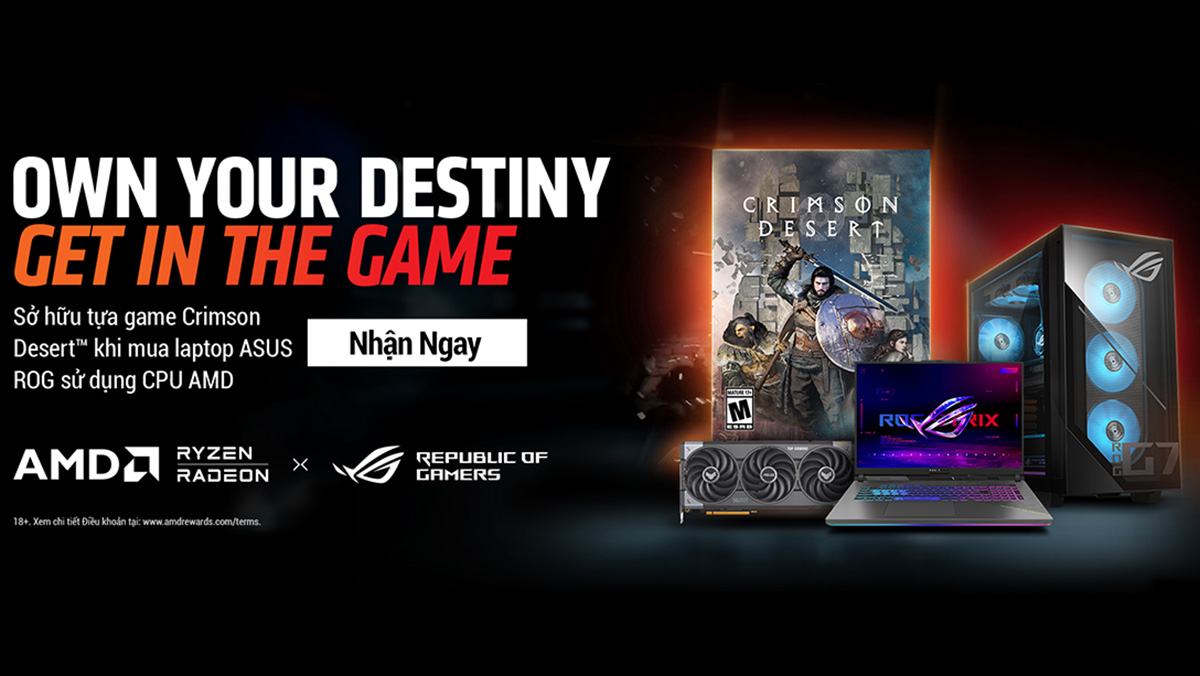 Mua laptop ASUS ROG dùng CPU AMD, nhận ngay bom tấn game Crimson Desert!!!