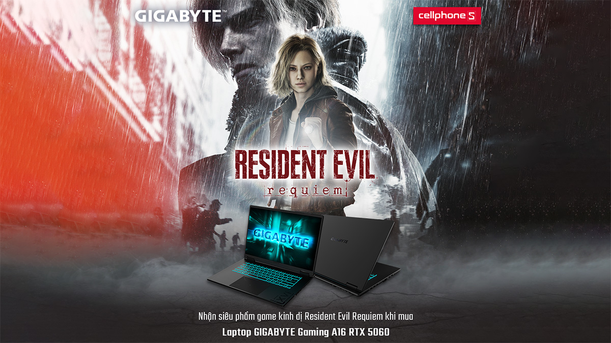 Nhận ngay code game Resident Evil Requiem từ GIGABYTE khi mua laptop Gaming A16 RTX 5060