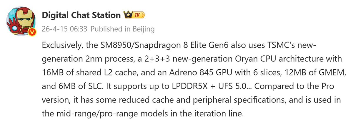 Qualcomm chia sẻ thông tin về Snapdragon 8 Elite Gen 6