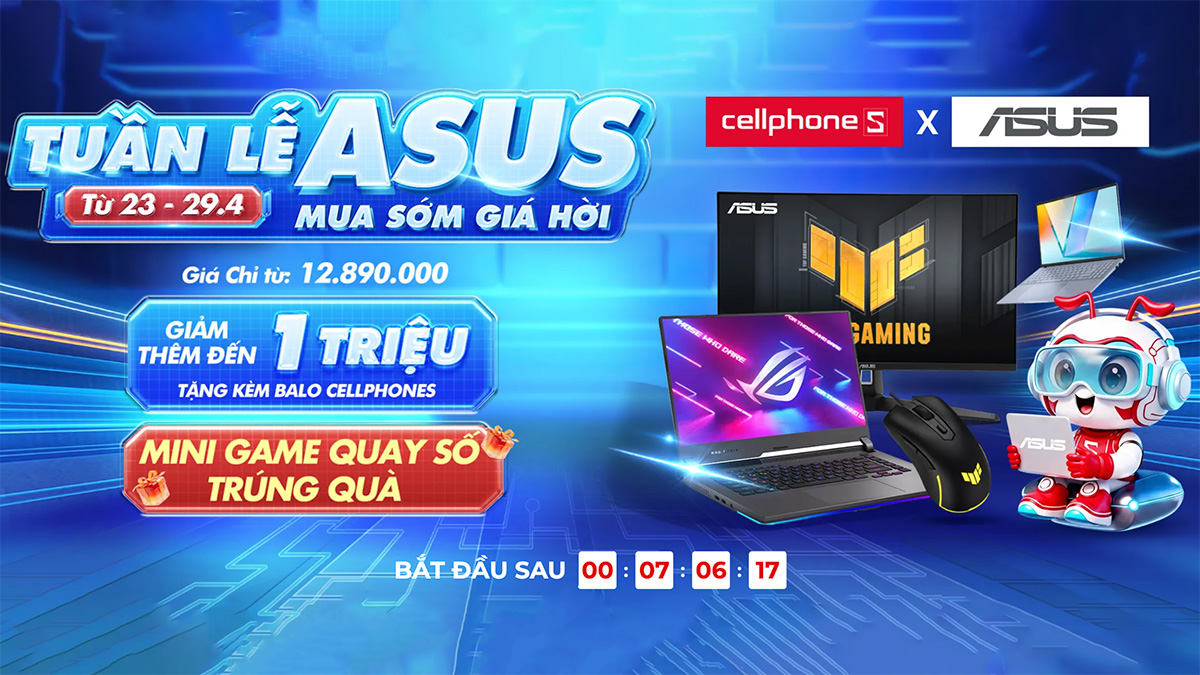 Tuần lễ ASUS tại CellphoneS: Sắm laptop cực hời, chỉ từ 12.89 triệu đồng