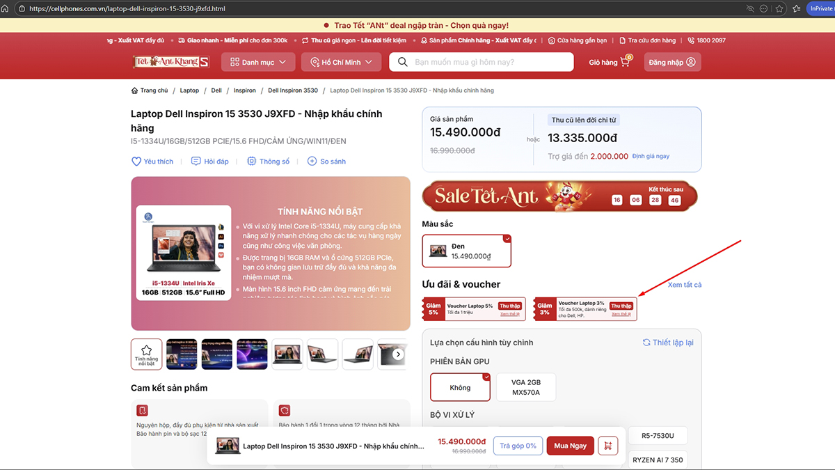 Ưu đãi hấp dẫn cho khách hàng mua laptop Dell, HP và Acer Gaming