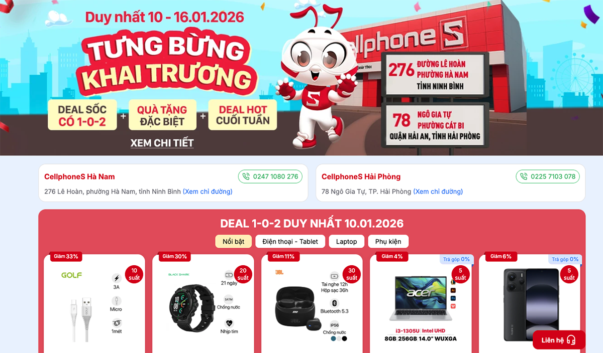 CellphoneS khai trương 2 cửa hàng mới