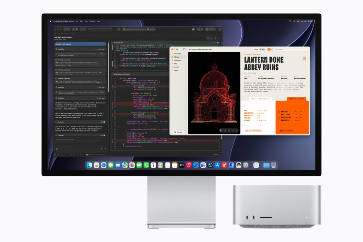 Với Mac Studio mới, nhà phát triển có thể tận hưởng tốc độ biên dịch nhanh hơn trong Xcode và sử dụng các tác nhân lập trình ngay trên thiết bị