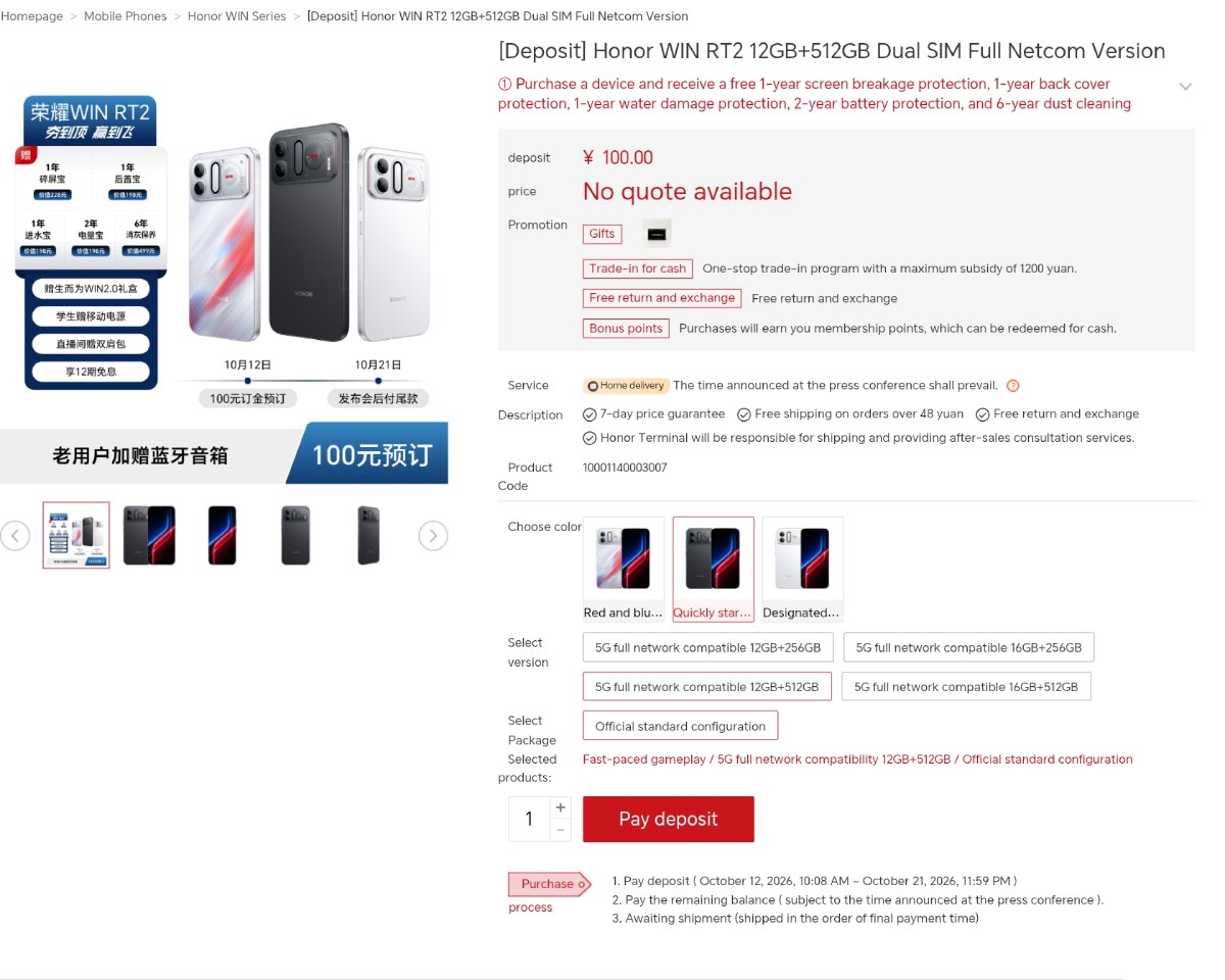 HONOR WIN RT 2 được mở đặt trước tại quê nhà