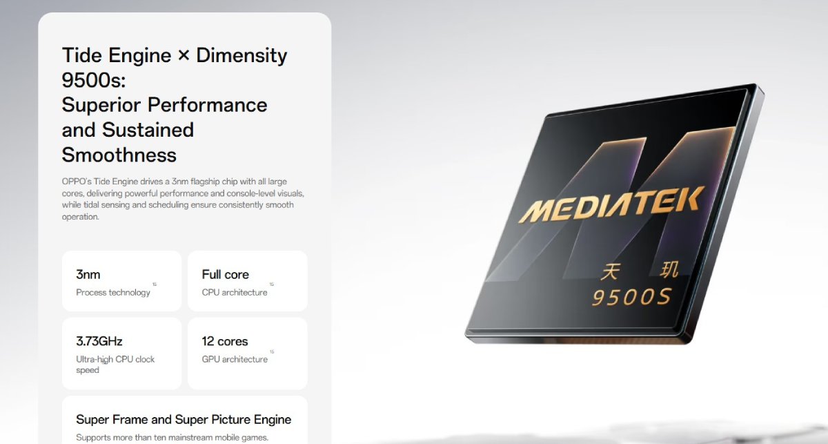 OPPO Find X10E dùng chip Dimensity 9500s