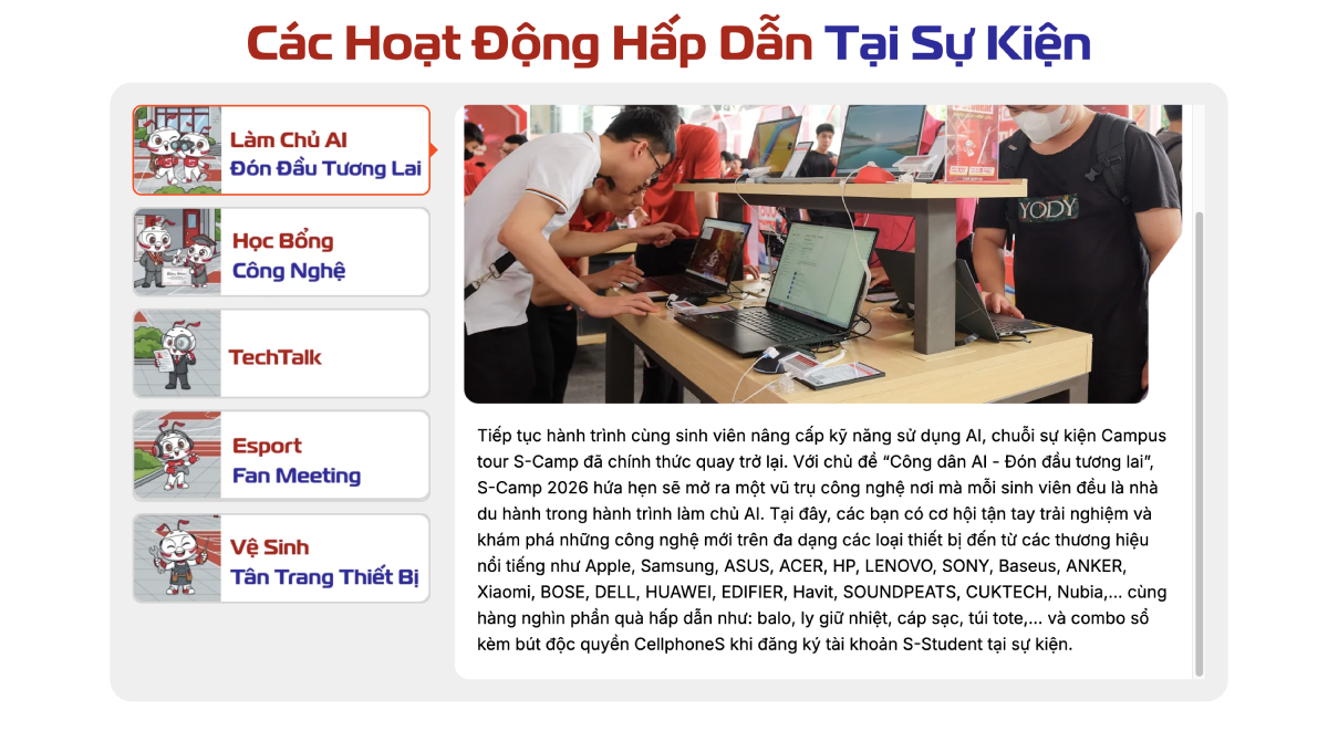 Sự kiện S-Camp 2026 mang đến nhiều hoạt động hấp dẫn