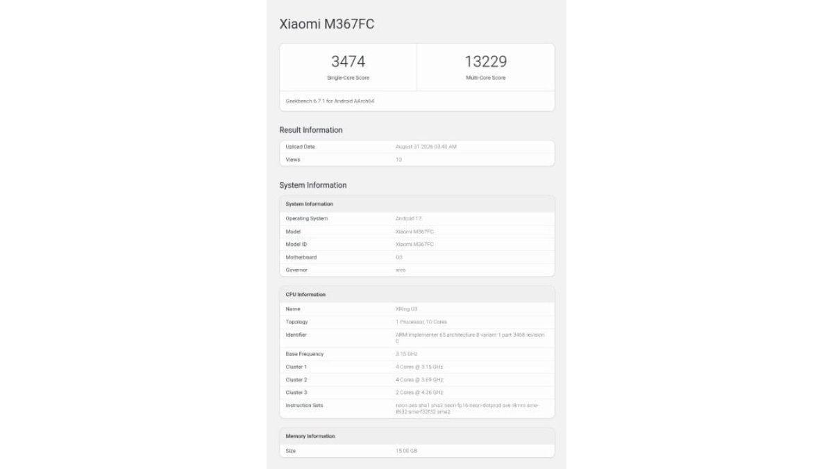 Xiaomi Pad 9 Pro Max được thử nghiệm trên Geekbench