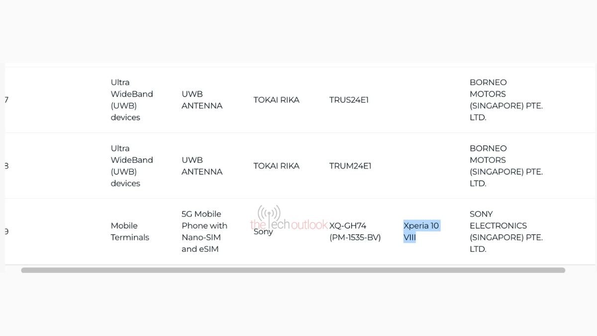 Xperia 10 VIII đạt chứng nhận IMDA