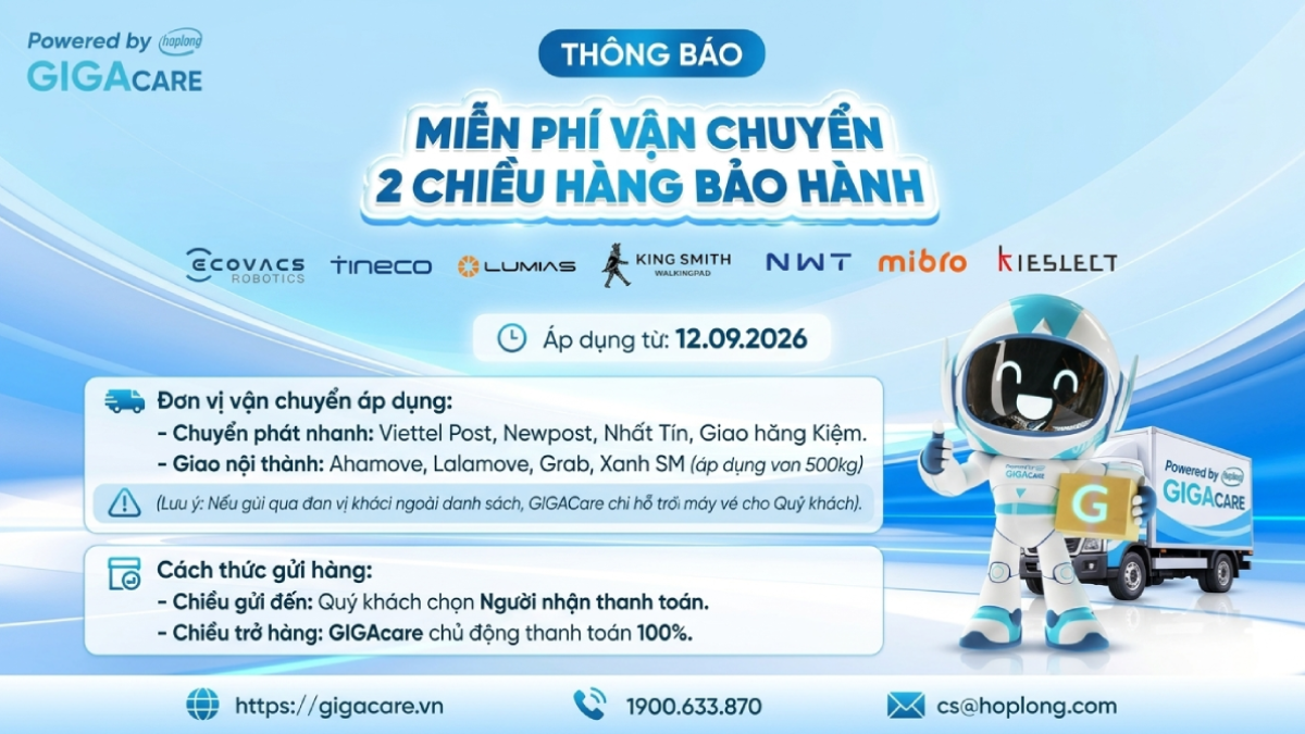 GIGAcare triển khai chính sách miễn phí vận chuyển sản phẩm bảo hành