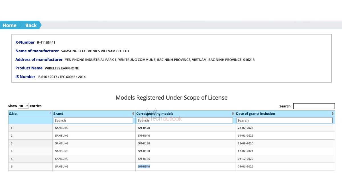 Chứng nhận BIS của Galaxy Buds 4