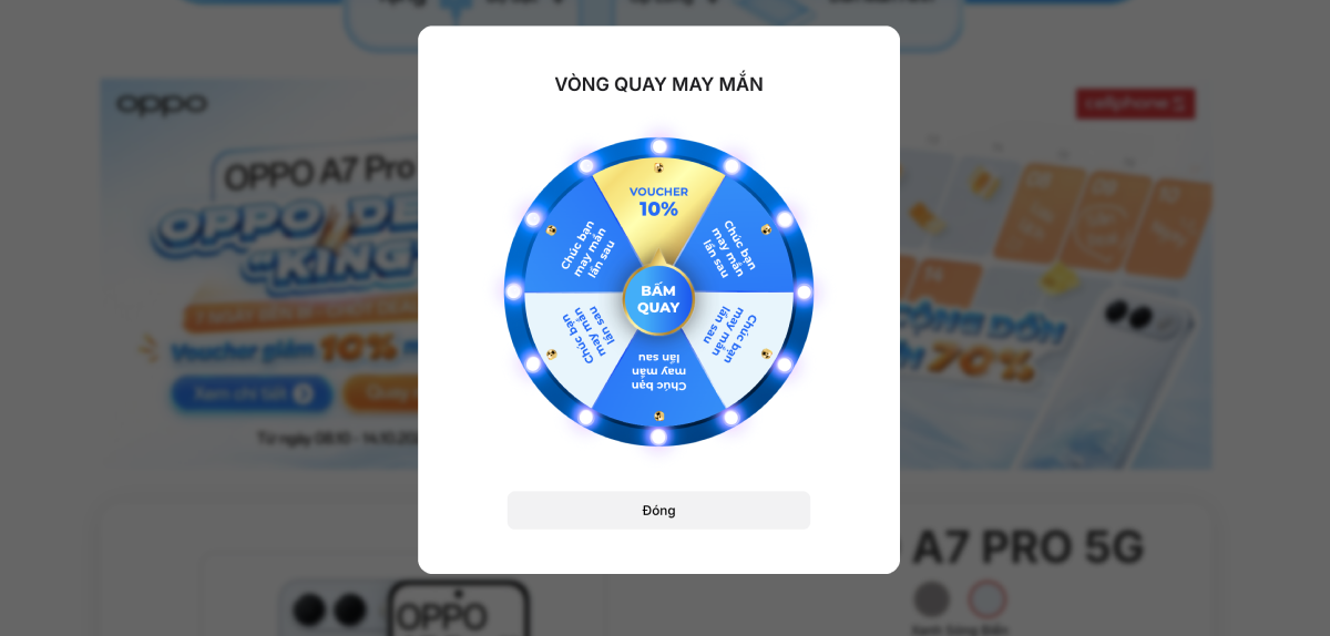 Vòng quay man mắn với nhiều quà tặng hấp dẫn