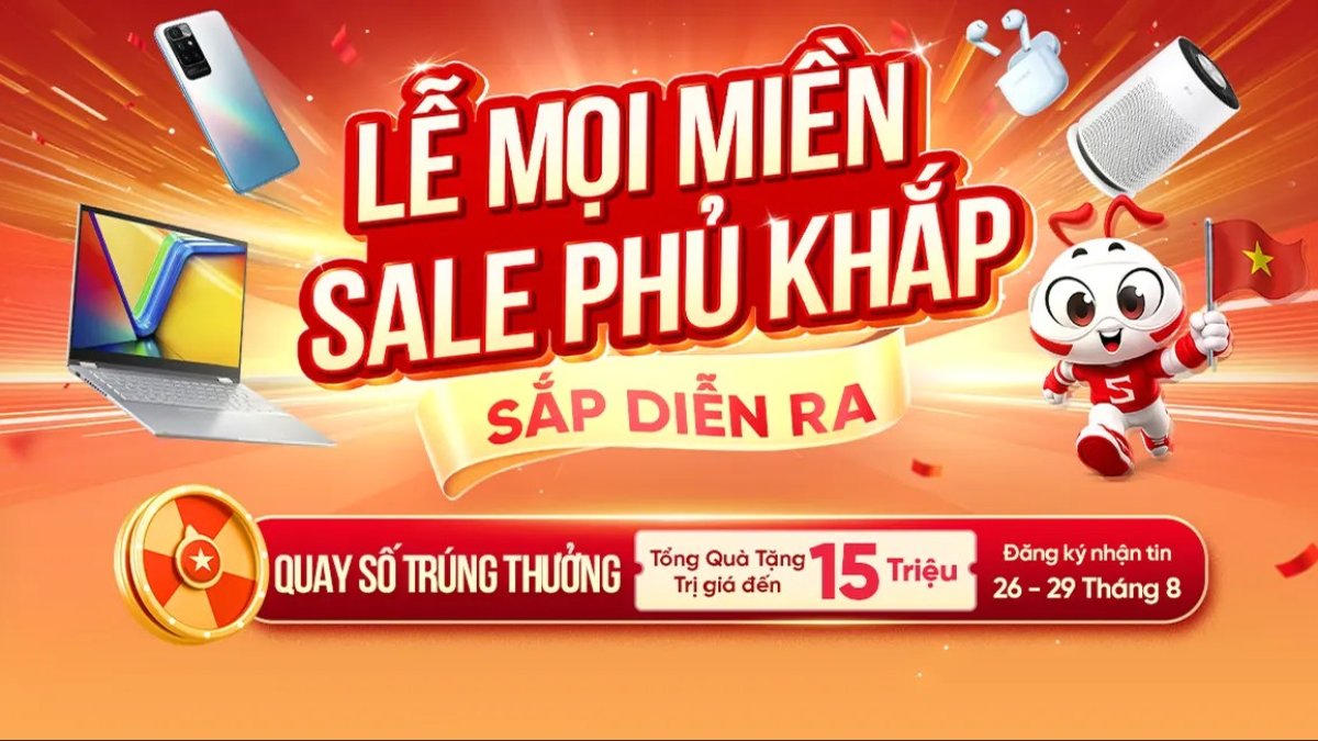 Mời đăng ký nhận tin sale 2/9 tại CellphoneS, quay số trúng thưởng lên đến 15 triệu
