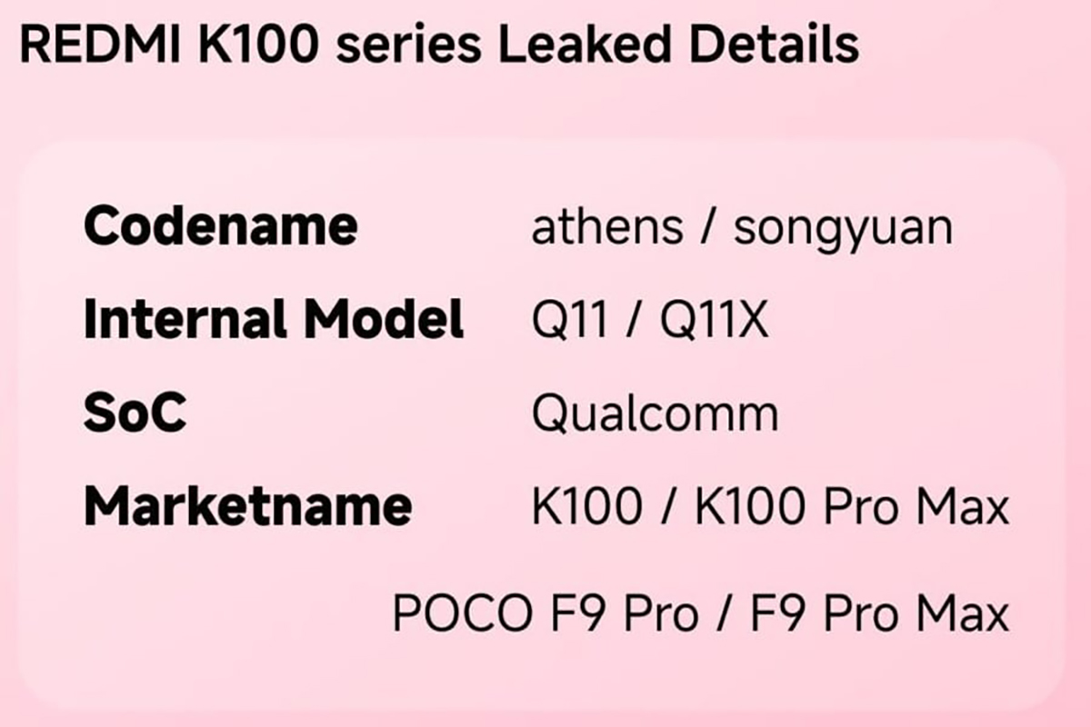 Rò rỉ thông tin Redmi K100 và Redmi K100 Pro Max