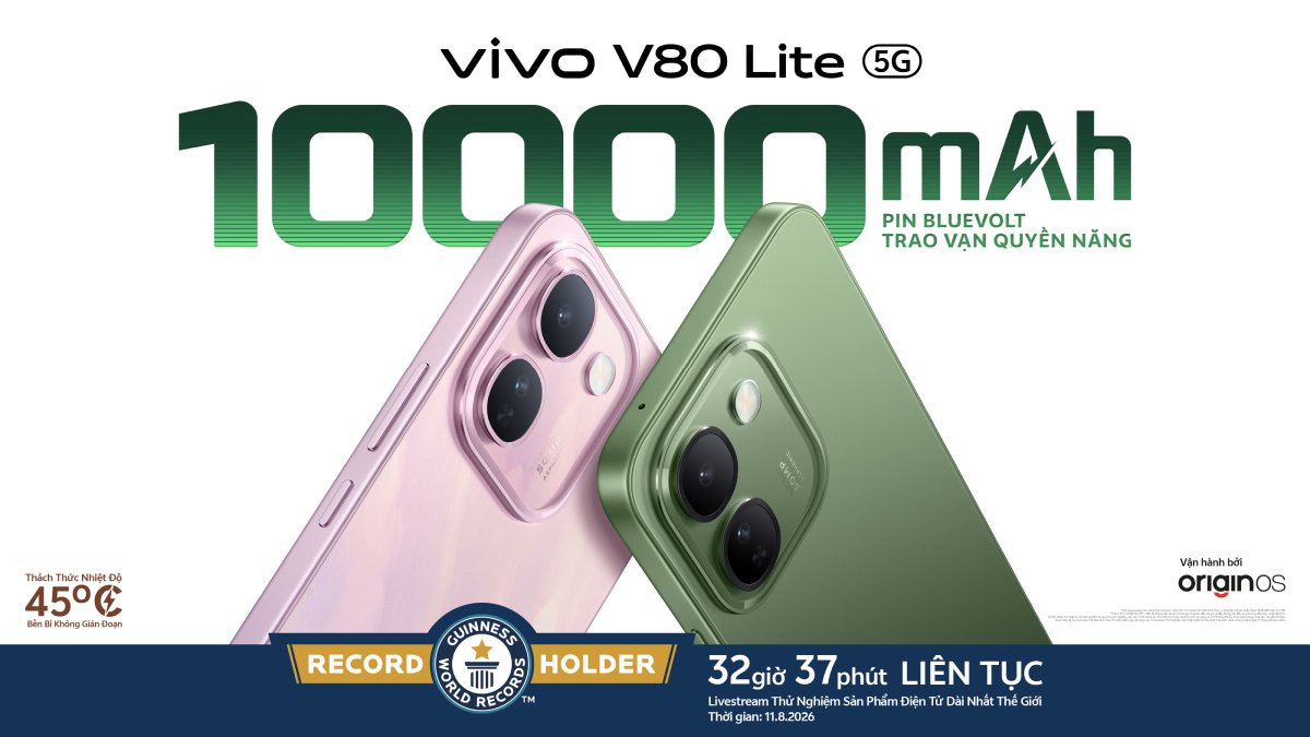 vivo V80 Lite 5G được trang bị Pin BlueVolt 10000mAh