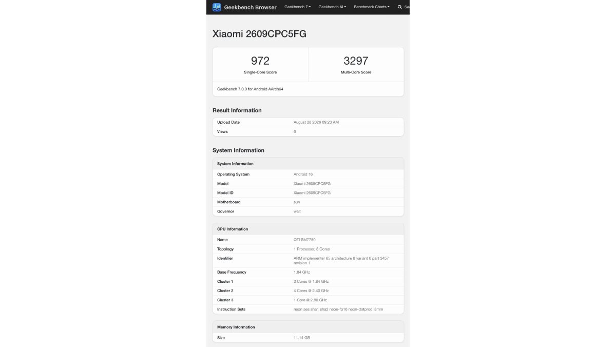 Danh sách Geekbench của điện thoại Xiaomi sắp ra mắt