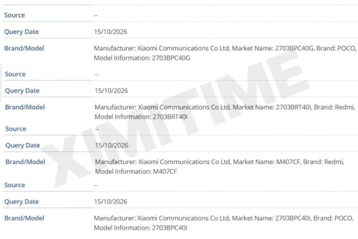 Danh sách IMEI của Redmi Turbo 6