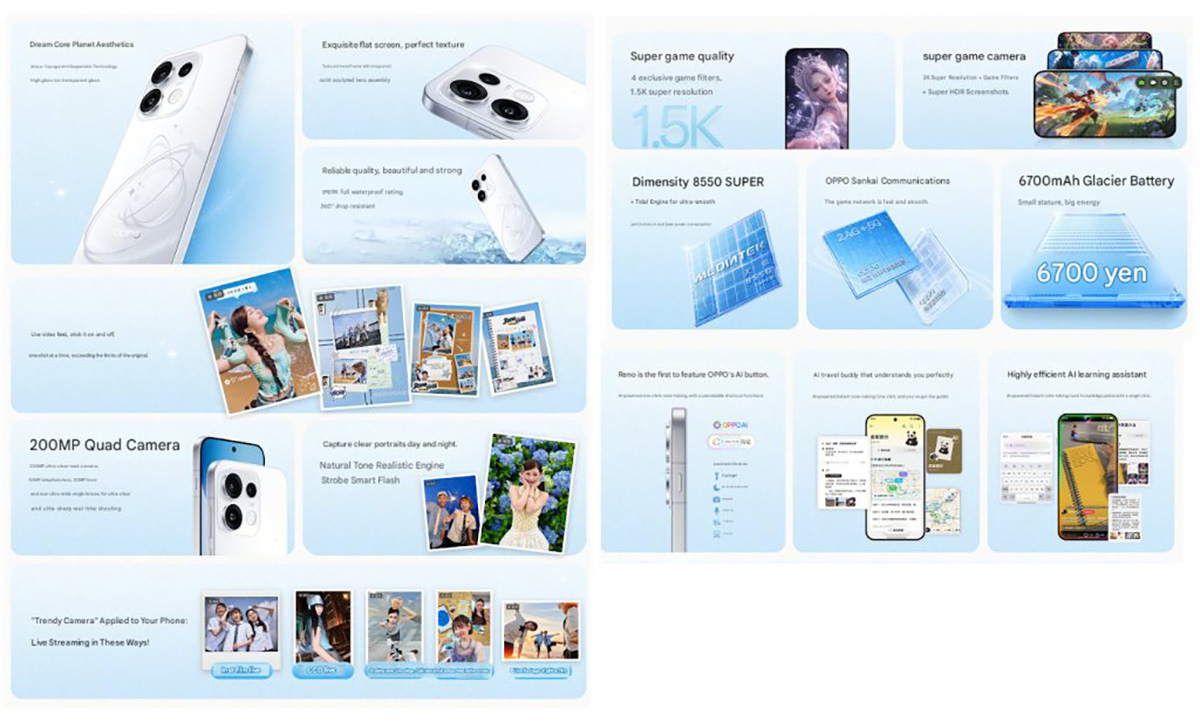 Các tính năng chính của OPPO Reno16 tiêu chuẩn