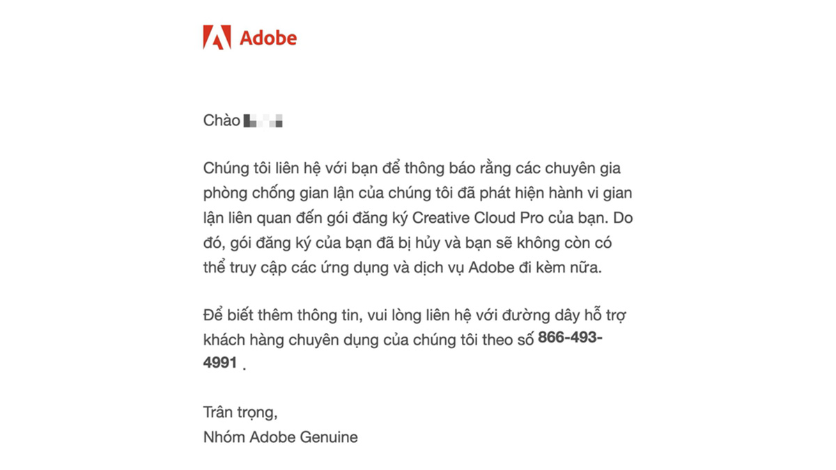 Nhiều người dùng Adobe bản quyền tại Việt Nam bị hủy gói