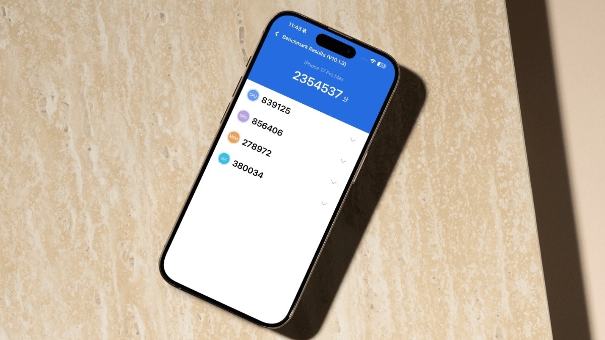 Bảng xếp hạng AnTuTu tháng 12/2025 các thiết bị iOS: iPhone 17 Pro Max chỉ lọt top 5