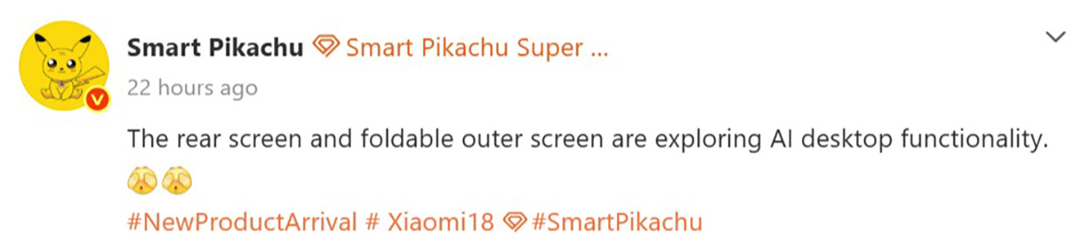 Dòng Xiaomi 18 Pro sẽ có màn hình phụ ở mặt sau