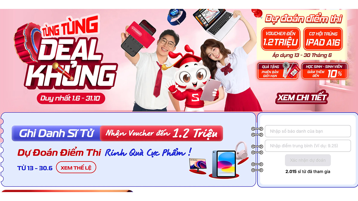 Đăng ký nhận điểm thi sớm, nhận ngay voucher mua sắm hấp dẫn tại CellphoneS