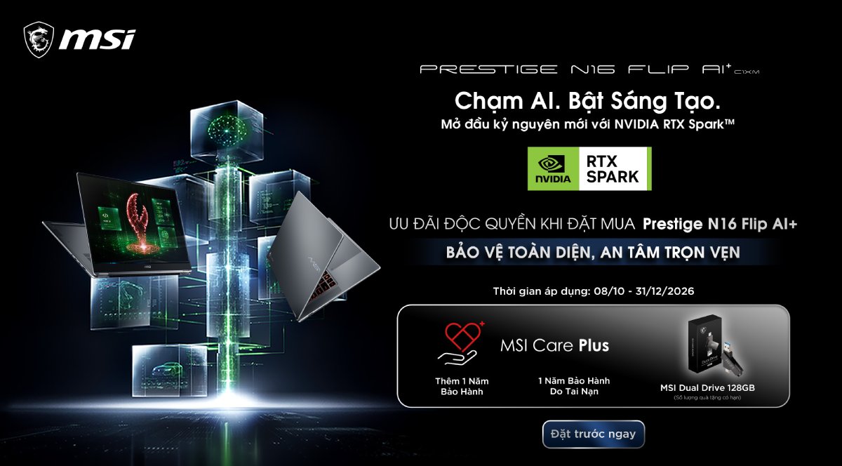 Mở đặt hàng sớm MSI Prestige N16 Flip AI+ C1XMT