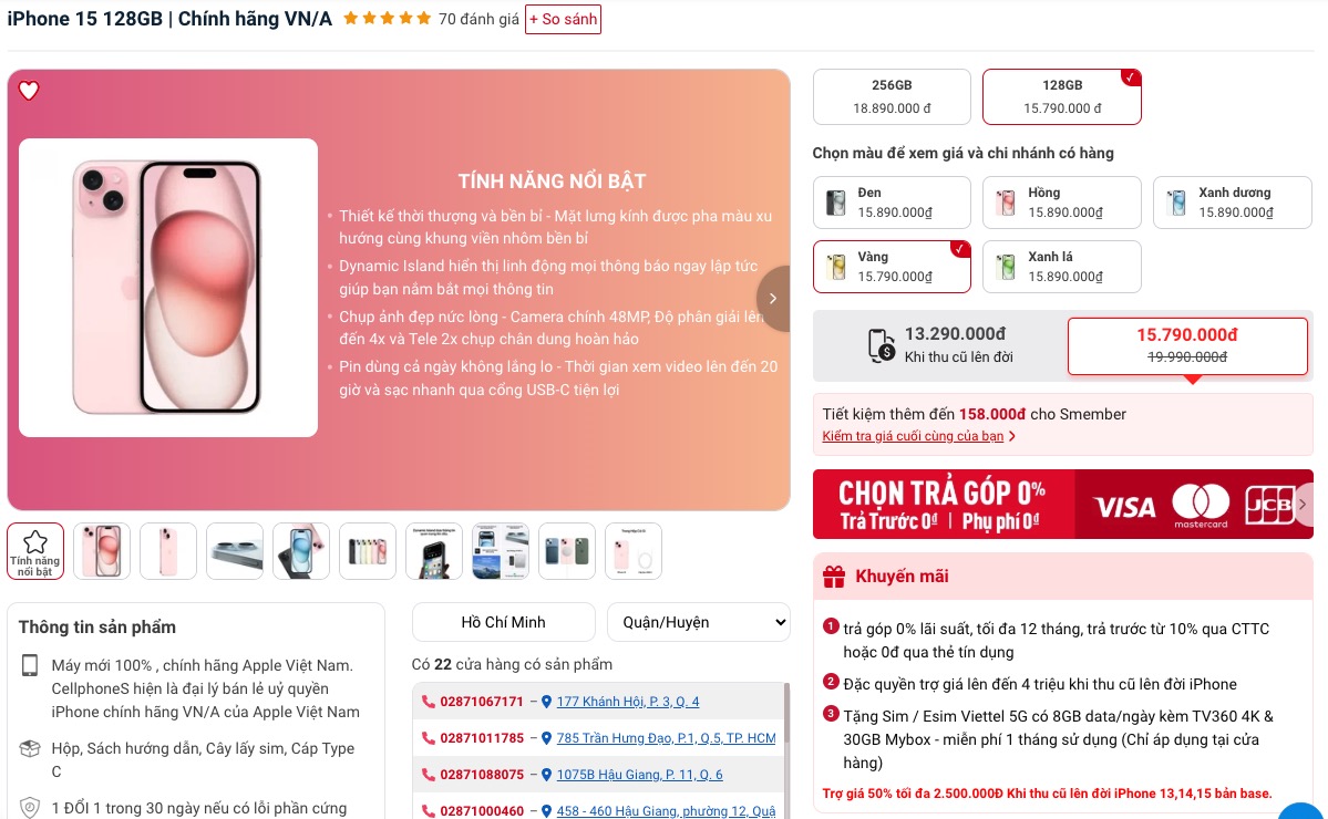 iPhone 15 hiện có giá hấp dẫn