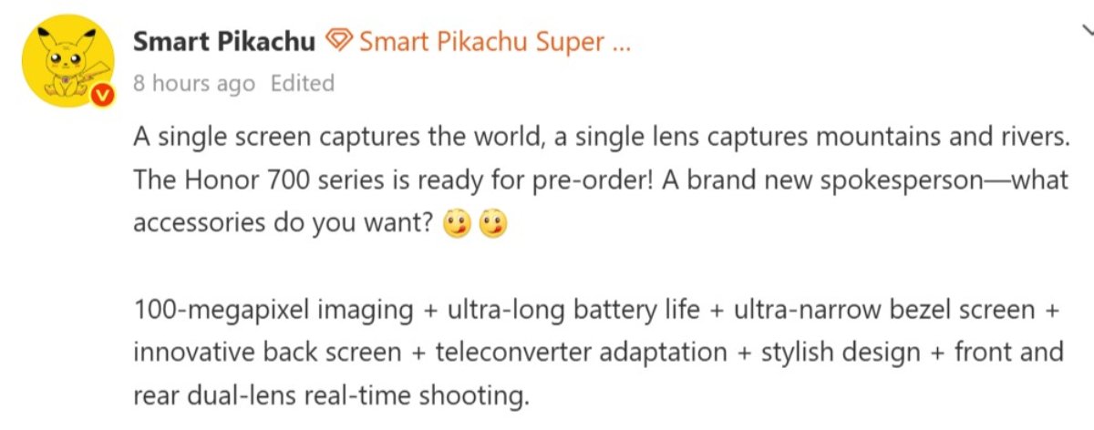 Thông tin chia sẻ từ Smart Pikachu về các tính năng mới trên Honor 700 series