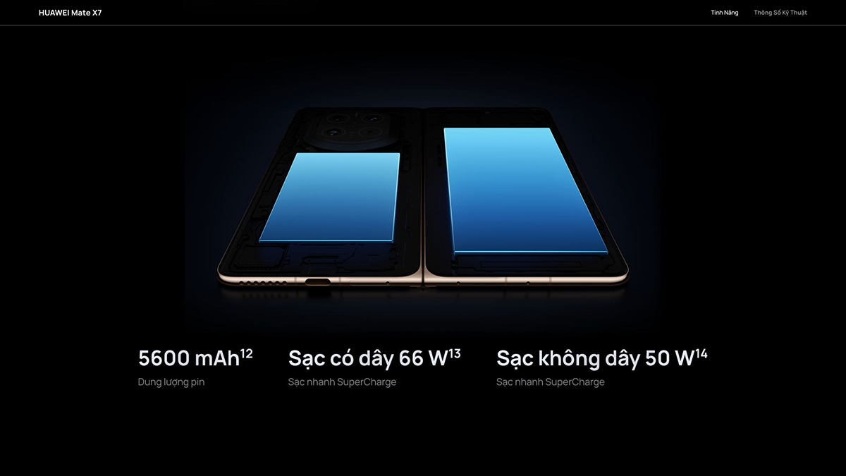 Huawei Mate X7 có dung lượng pin khá lớn