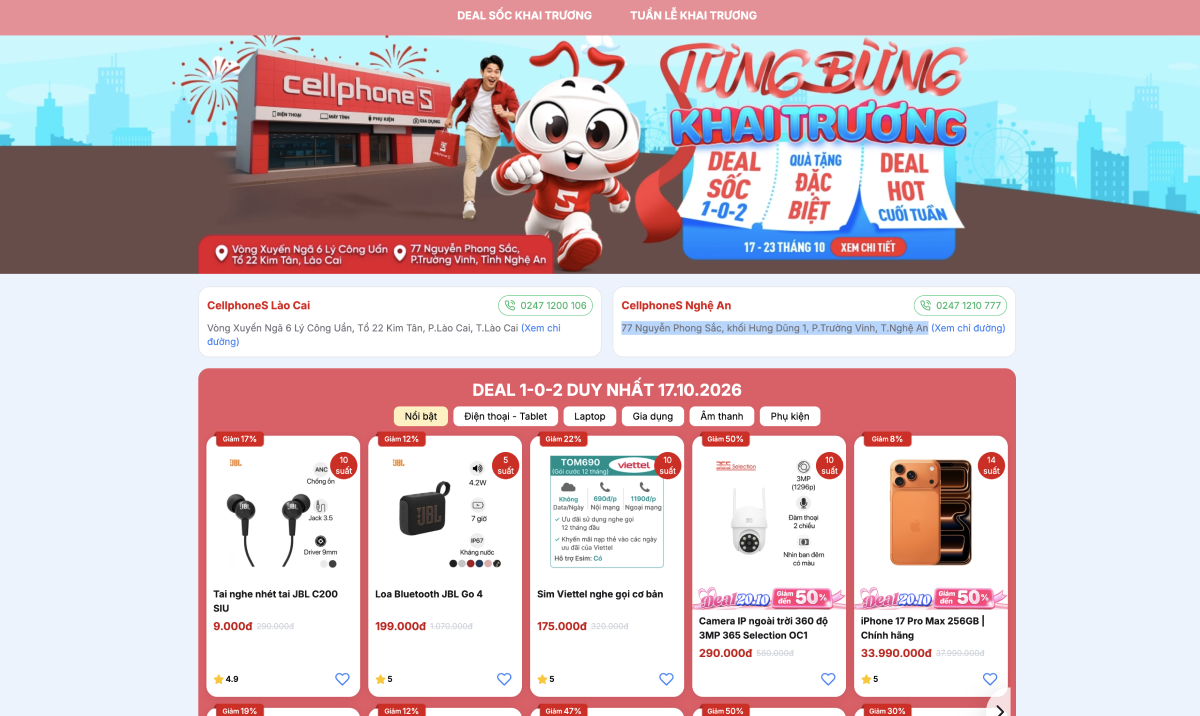 Rộn ràng khai trương CellphoneS tại Nghệ An và Lào Cai: Sắm công nghệ, săn deal hời