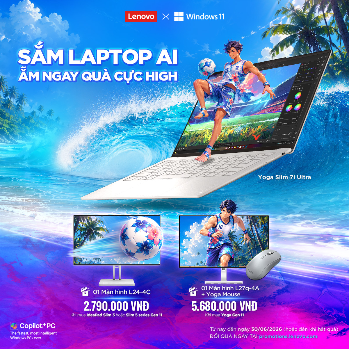 CellphoneS mang đến chương trình khuyến mãi hấp dẫn cho laptop AI Lenovo
