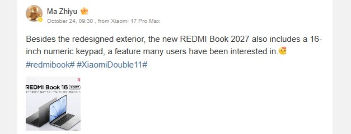 Thông tin Redmi Book 2027 được hé lộ