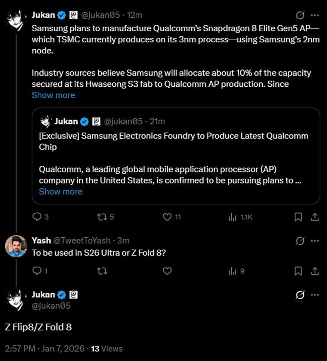 Samsung đang chuẩn bị sản xuất chip Snapdragon 8 Elite Gen 5 2nm