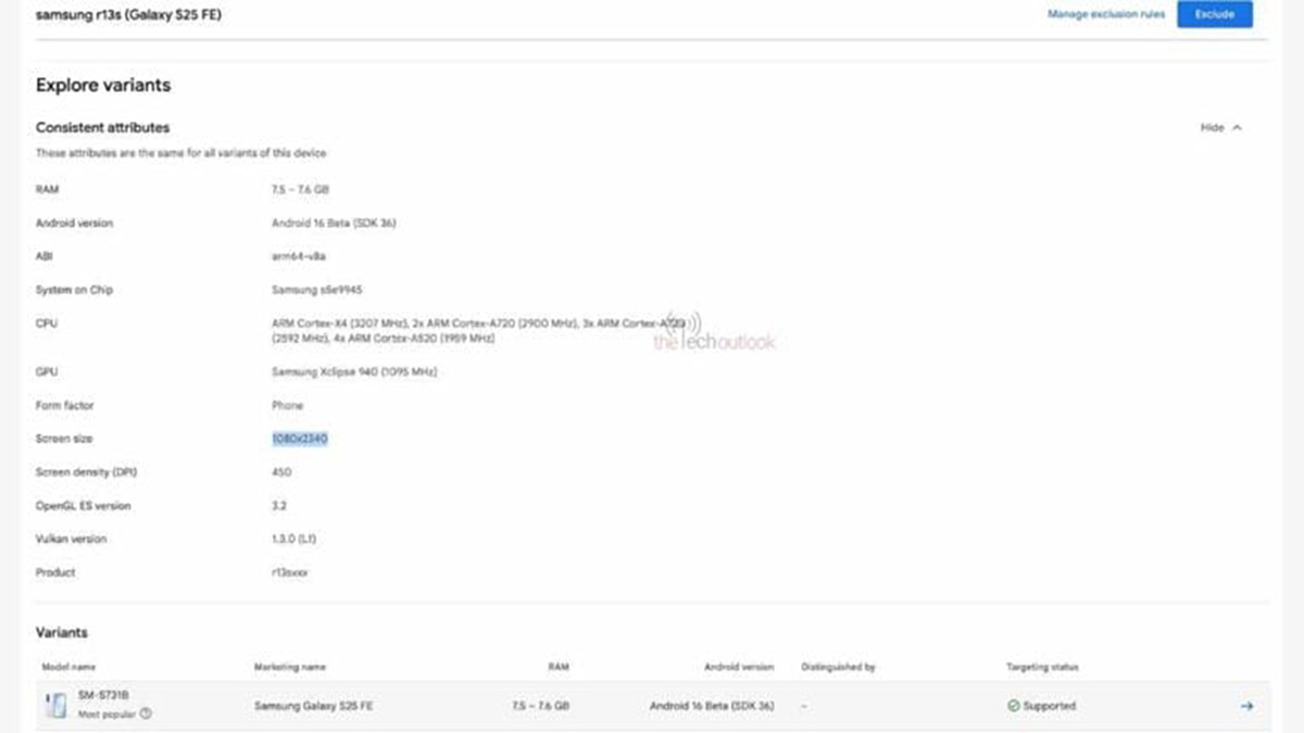 Galaxy S25 FE được phát hiện trên danh sách Google Play Console