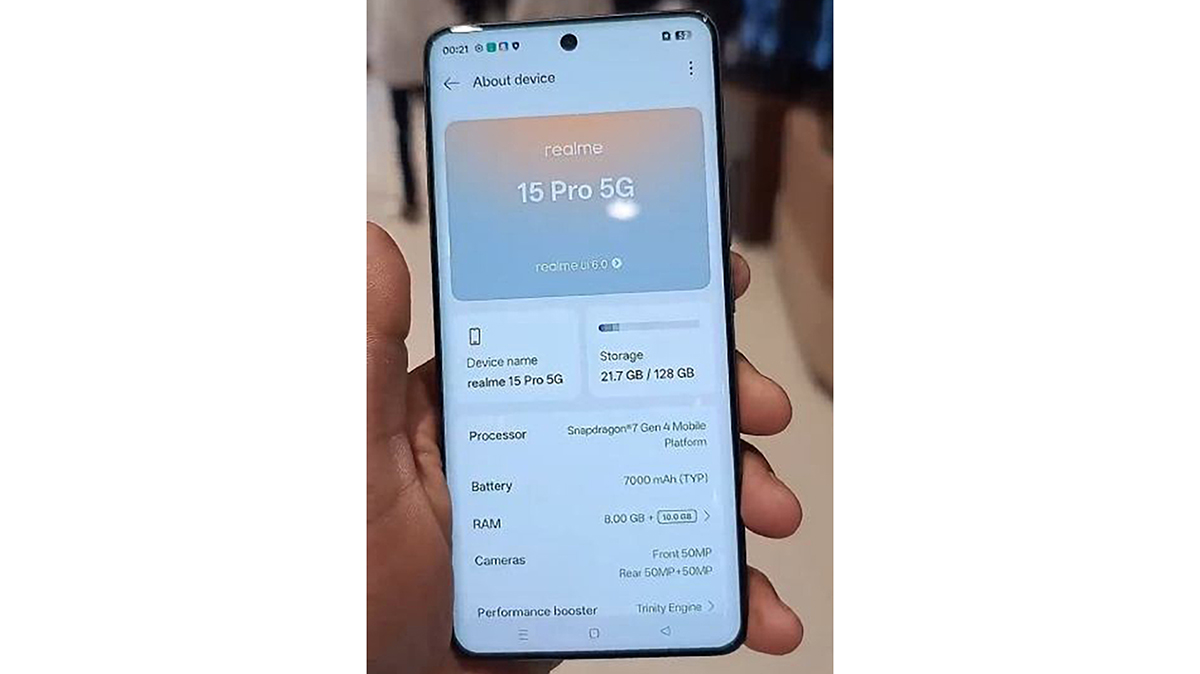 Thiết kế mặt trước realme 15 Pro