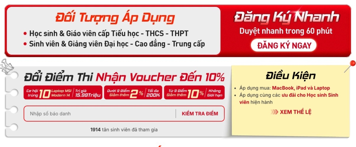 CellphoneS mang đến chương trình hấp dẫn cho các bạn tân sinh viên