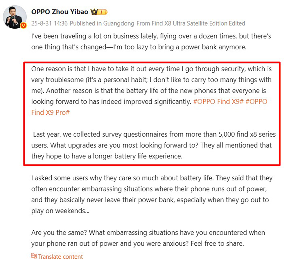 OPPO xác nhận dòng Find X9 sẽ có pin lớn, sạc nhanh ấn tượng