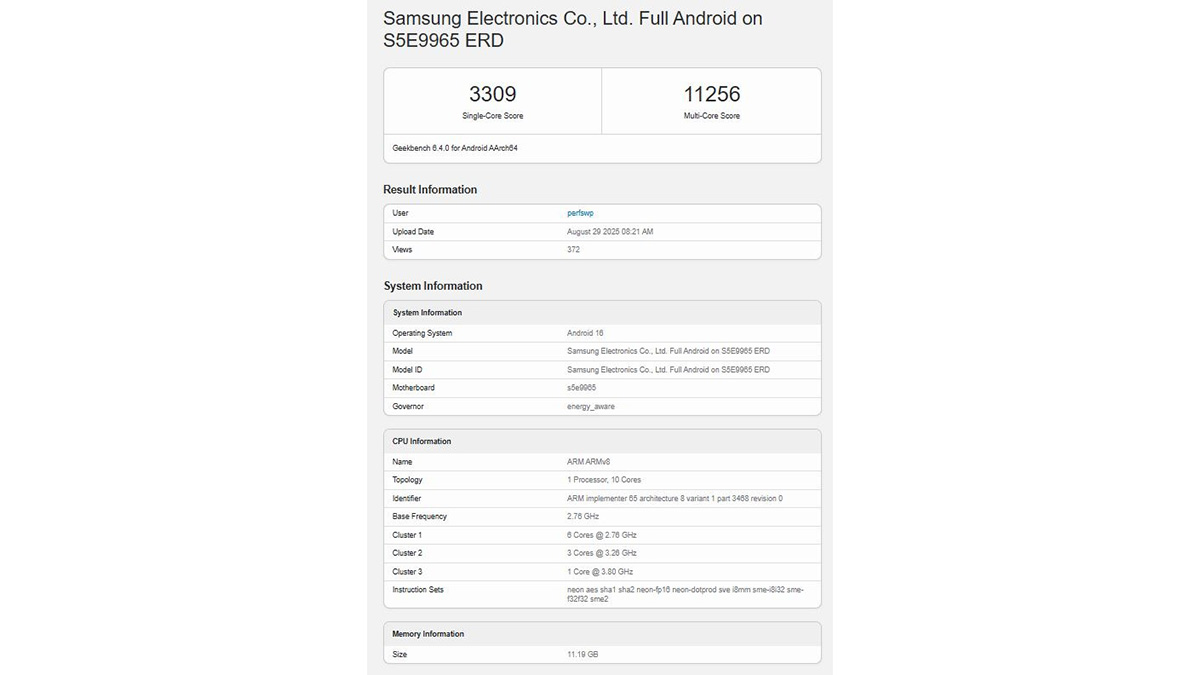 Exynos 2600 lộ hiệu suất khủng trên Geekbench