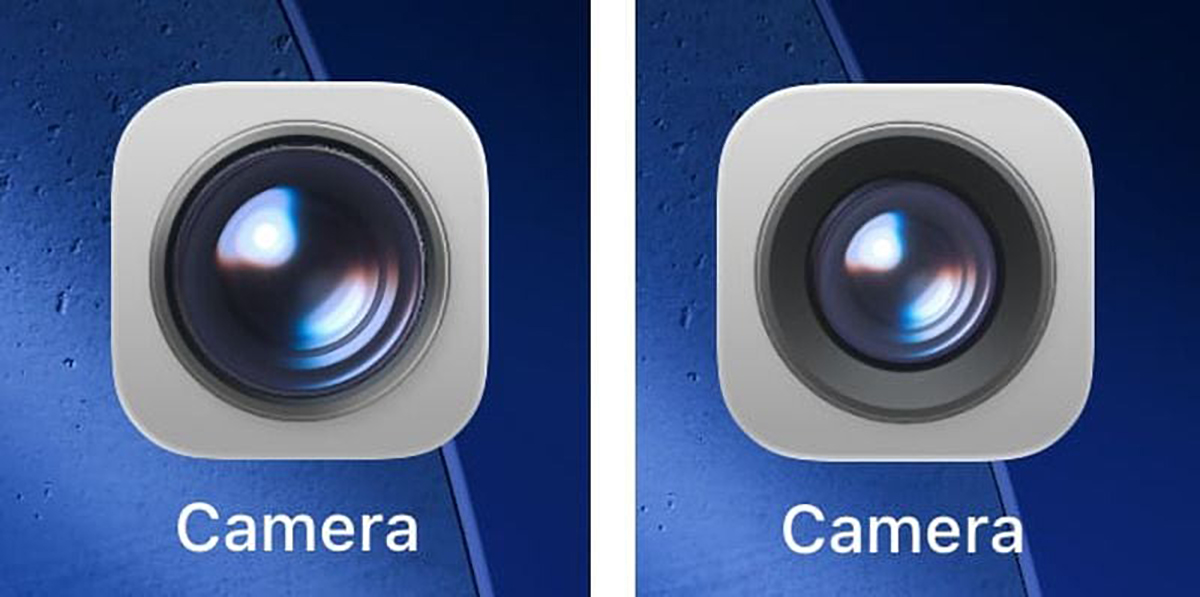 Biểu tượng ứng dụng camera beta 4 ở bên trái, beta 3 ở bên phải