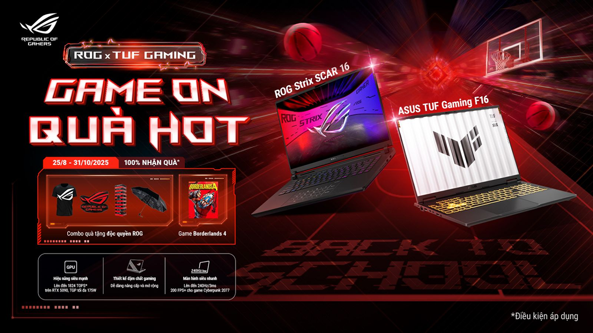 ASUS tung khuyến mãi “Game On quà ngon” cho khách hàng mua laptop RTX 50 Series