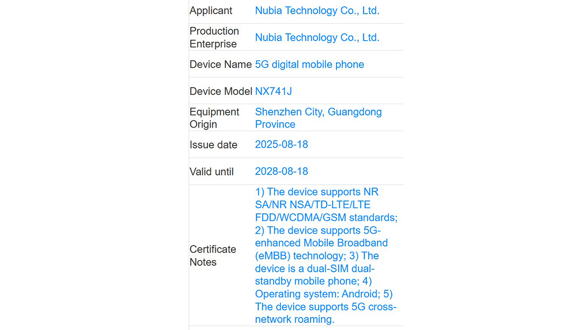 nubia Z80 Ultra đạt chứng nhận CMIIT