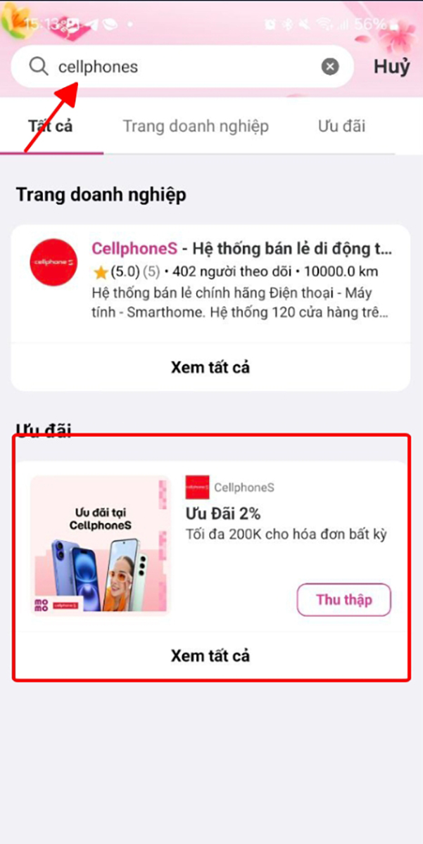 Bạn cần nhập từ khóa CellphoneS trong ô tìm kiếm