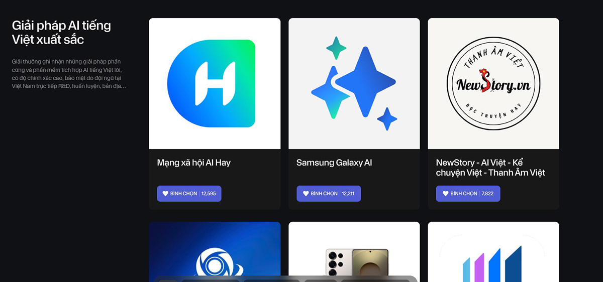 AI Hay và Galaxy AI đang dẫn đầu hạng mục Giải pháp AI tiếng Việt xuất sắc
