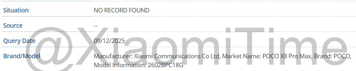 Thông tin POCO X8 Pro Max xuất hiện