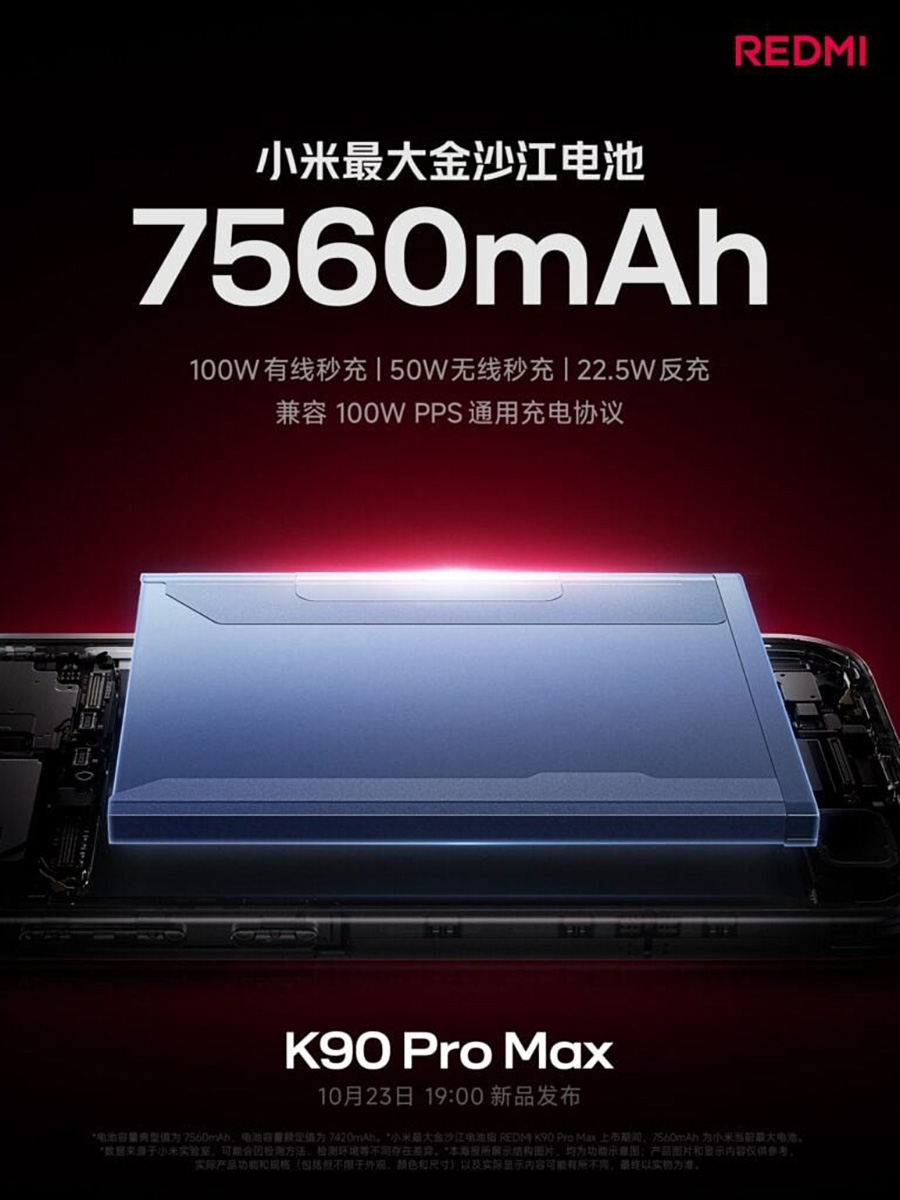 Redmi K90 Pro Max có thời lượng pin khủng