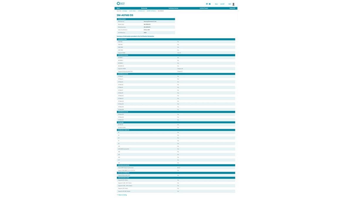 Galaxy A07 5G đạt chứng nhận GCF